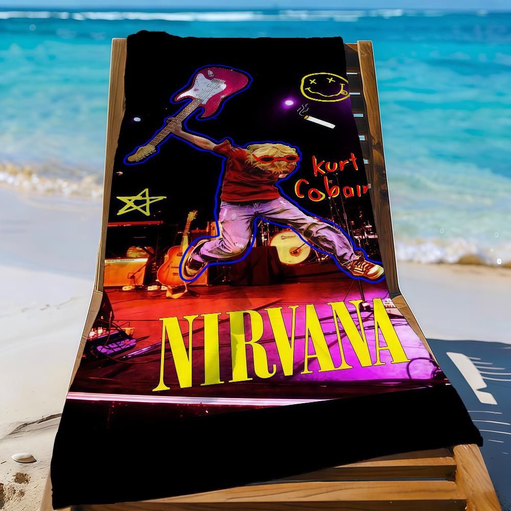 Band N-Nirvana-S Handdoek Sport Sneldrogend Reis Kampeeruitrusting Zandbestendig Zacht Licht Groot Strandlaken