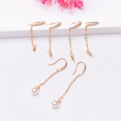 10 pezzi di accessori fai da te in oro 14K con gancio per orecchini micro-intarsiato, porta orecchini vuoto, semplice porta orecchini lungo fatto a mano, gioielli in lavorazione