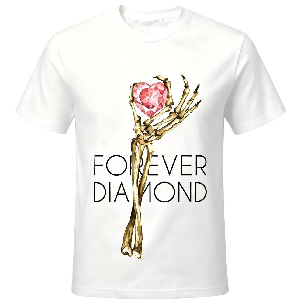 Forever Diamond Skeleton Hand Pink Heart T-Shirt