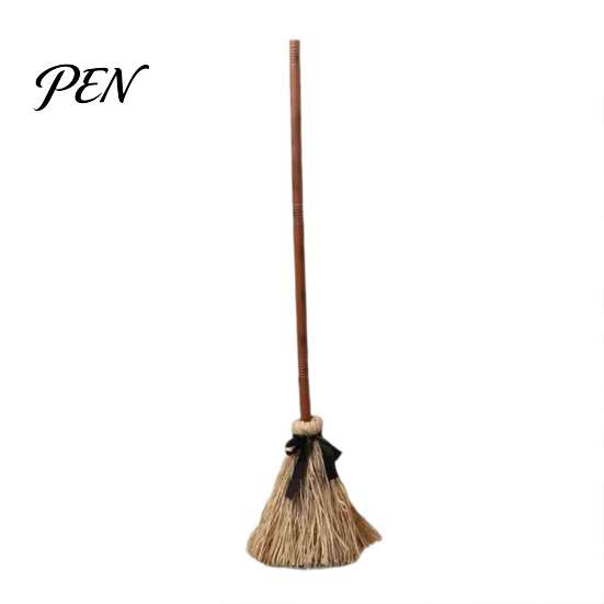 Spooky Secret Room Props Electric Broom Toy, with Touch Activated Swinging Prop, Retro Outdoor Yard Halloween Ornament Straw Witch Broom, for