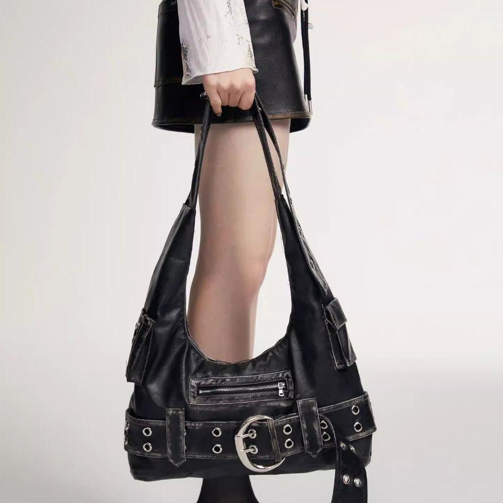 Spicy Girl Rivet Shoulder Bag Punk Style Underarm Bag Trendy Y2k Underarm Bag Lady