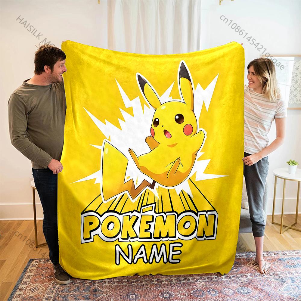 

Various Size Pokemon Pikachu Print Blanket for Bedroom Living Room Bed Sofa Office Nap Travel Camping Kids and Adults Gift 75x90cm