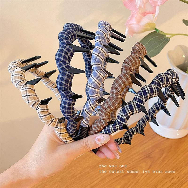 Korean Plaid Gingham Wavy Headband - Women's Versatile Fashion Accessory