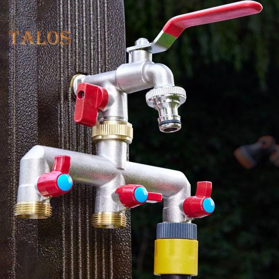 3 Way Garden Hose Splitter Nickel Plated Brass Faucet Manifold 3/4" Frost Resistant Outdoor Hose Spigot Adapter for Gardens Yards Farms