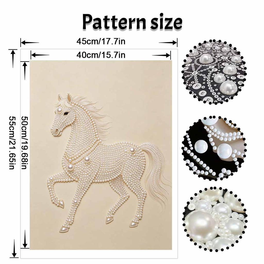 5D DIY Pearl Diamond Painting Kit Majestic Horse Full Drill Embroidery Mosaic Art Home Wall Decor Gift