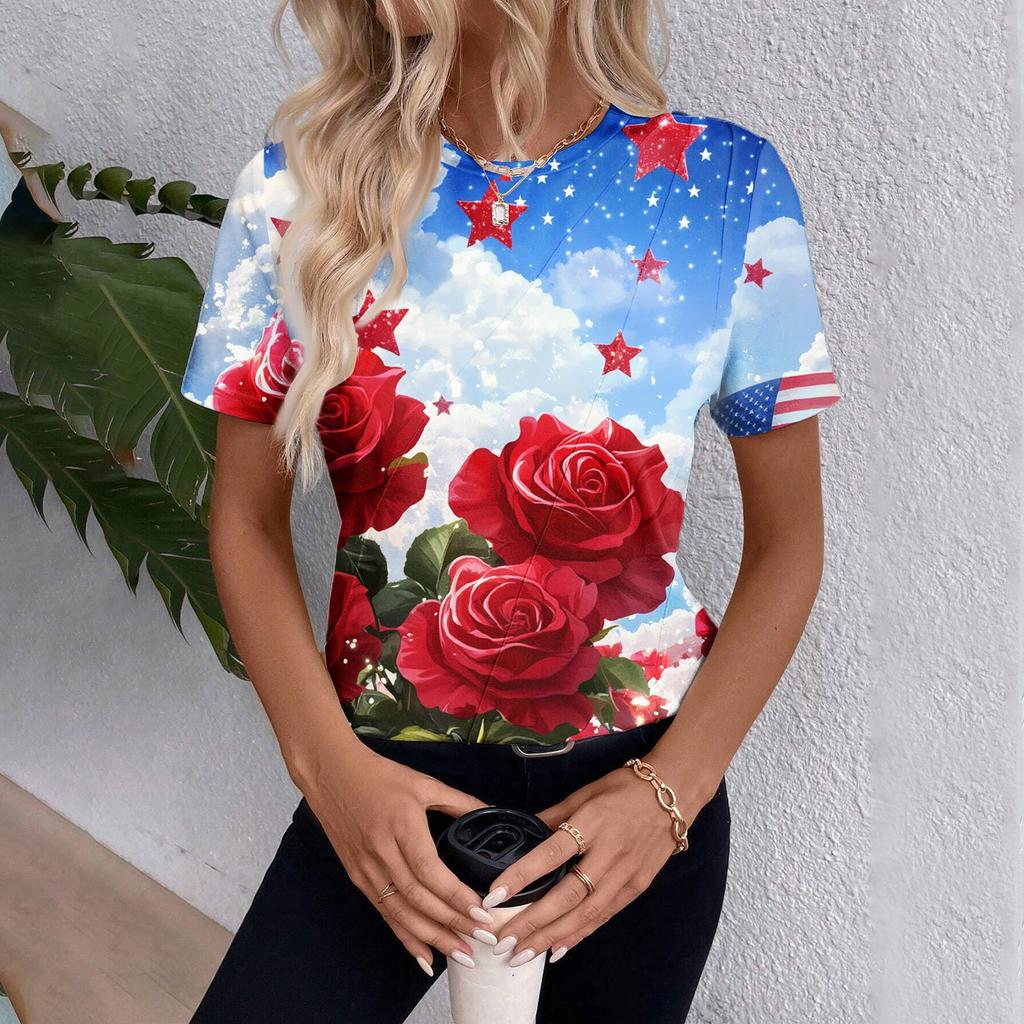 Top Feminino de Manga Curta com Estampa do Dia da Independência