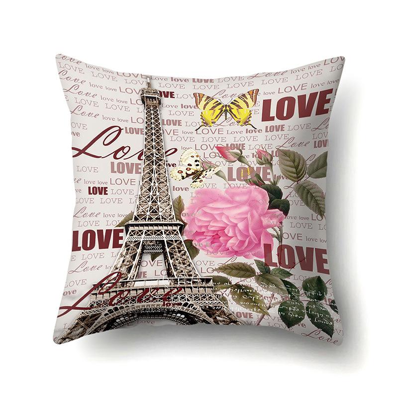 Polyester Pillowcase Automobile Decoration Retro Print Pillowcase Waist Cushion Cover Tower Bedside Cushion Cover