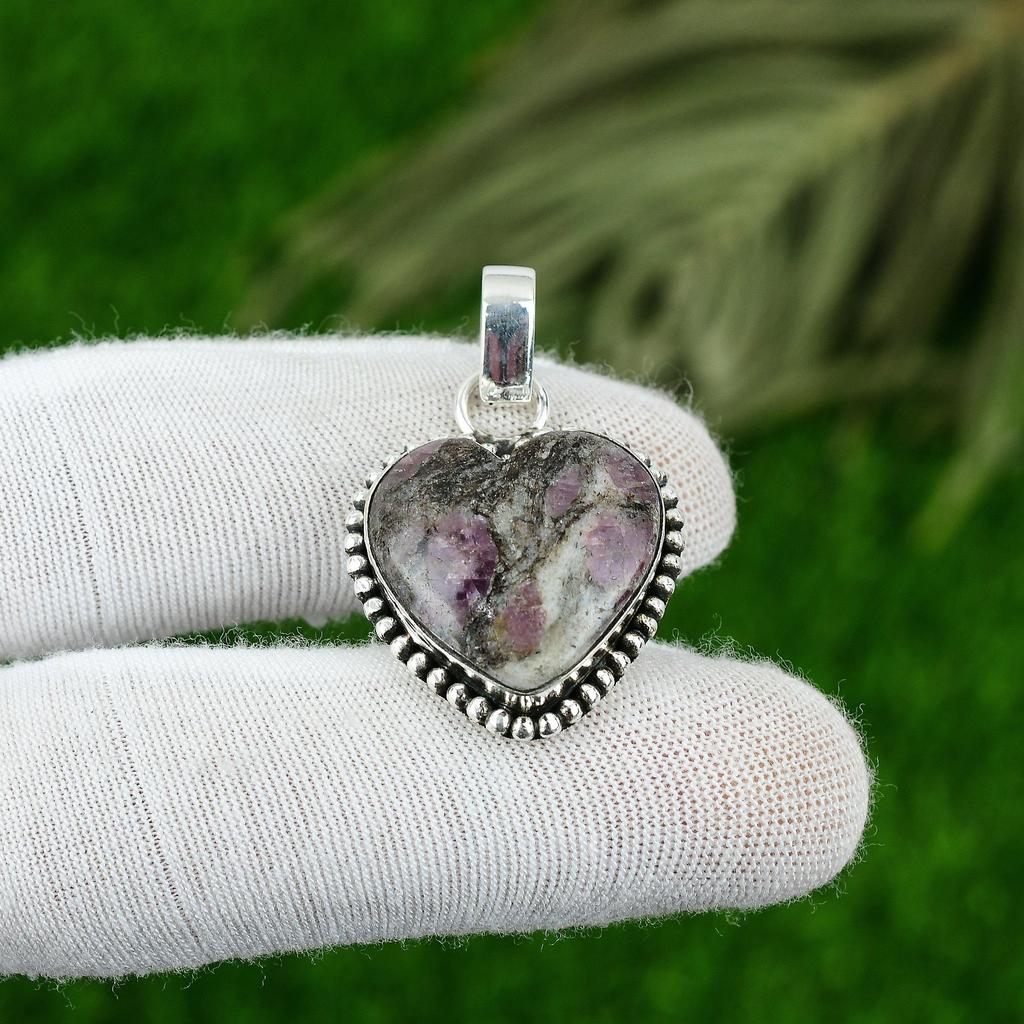 Wedding Gift For Her 925 Silver Natural Pink Tourmaline Gemstone Pendant