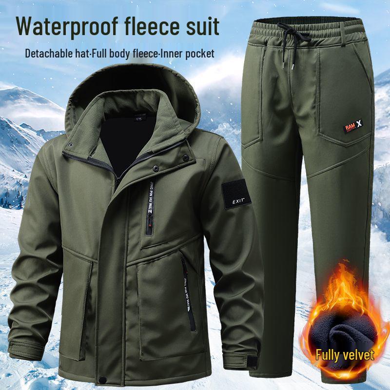 Men's Fleece-Lined 3-in-1 Windbreaker: Waterproof, Windproof, Warm Outdoor Jacket for Autumn and Winter