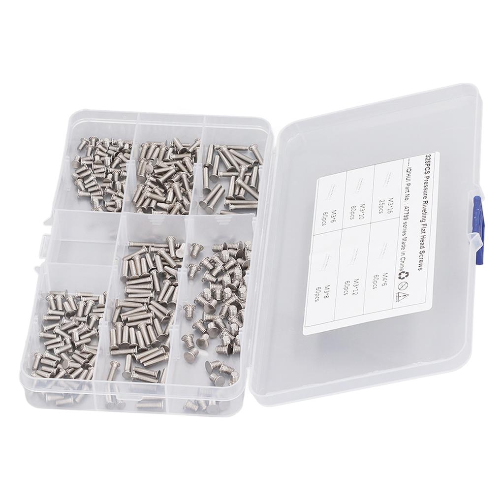 325 Piezas Tornillos de Soldadura por Puntos 6 Tipos M3 M4 Acero Inoxidable Espárragos de Soldadura Tornillos de Cabeza Plana para Maquinaria