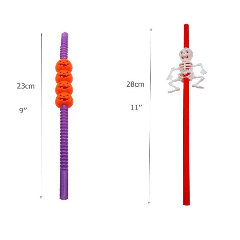 Halloween Cartoon Skull / Pumpkin Straws Halloween Holiday Bar Party Decor Home Party Decor 5pcs