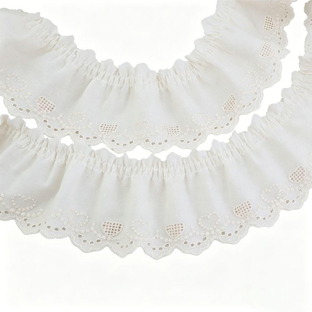 DIY Craft Ribbon White Ruffle Lace Trim Cotton Width 7cm Lace Fabric Ruffle Design Embroidery Trim