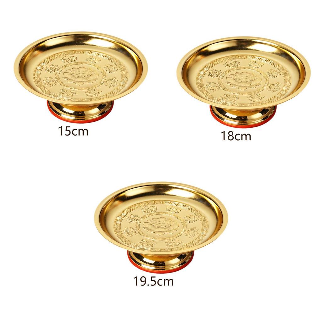 Fruit Bowl Offering Plate Alloy Decoration Dessert Dish Worship Blessing Tray Decor Centerpiece Holder Bowl for Buddha Rituals