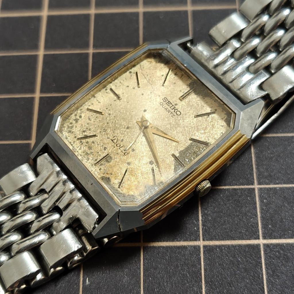 SEIKO DOLCE Rectangular 1980s Gold Square Watch Code [Working Condition] 6030-5390 Men's (Management K26)