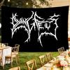 VIKAMA Dark Death Metal Wind Spike Font Tapestry Black Background White Text Gothic Print Hanging Cloth Room Decoration