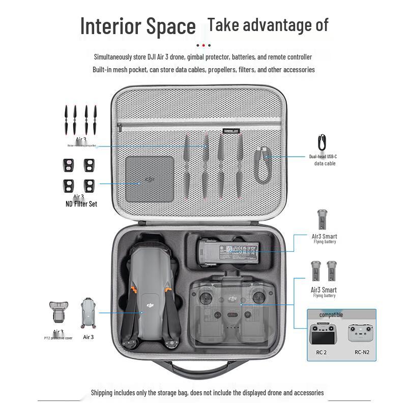 DJI Air 3 PU Integrated Storage Handbag Backpack