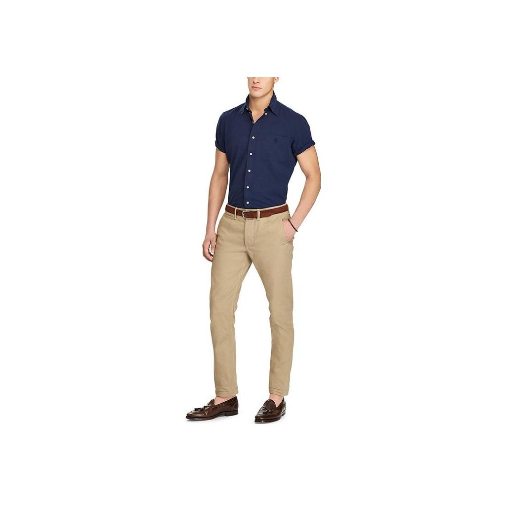 Polo Ralph Lauren Solid Color Single-Breasted Short Sleeve Shirt Men shirts Navy-Blue MNPOWOV1N810174-B82