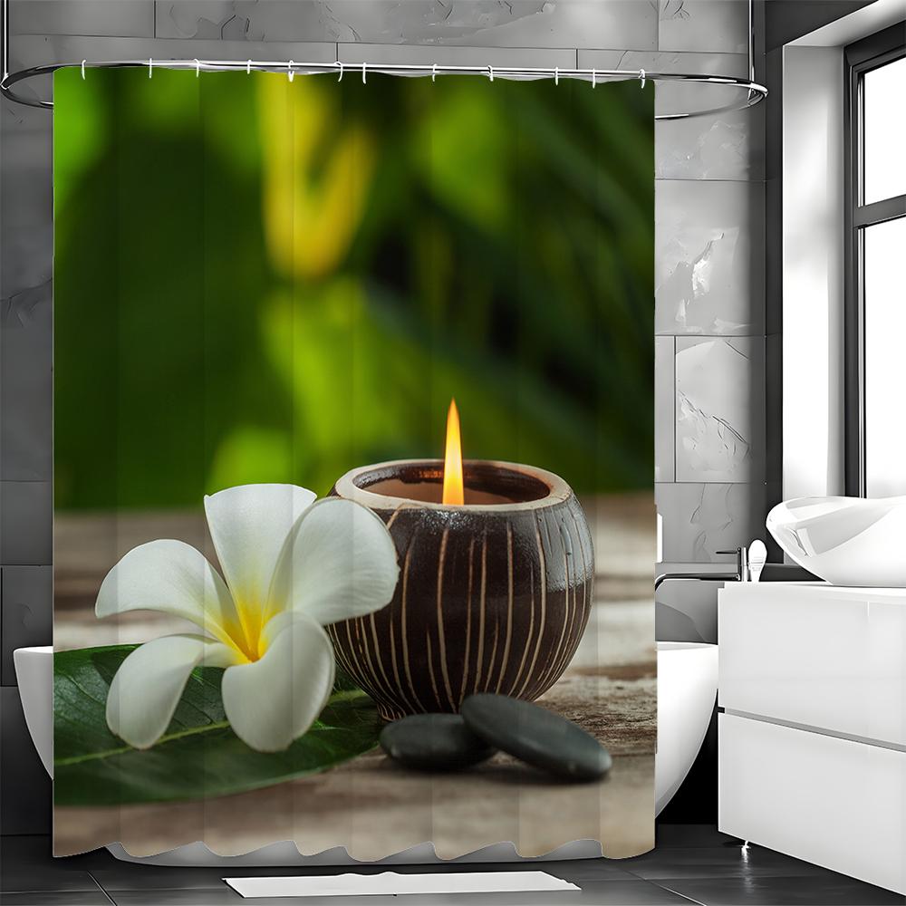 

Дзен Яйцо Цветок Арома Черный Камень Занавеска для душа, Декоративная занавеска для душа для ванной, Водонепроницаемая занавеска для душа с Ху 90*180cm