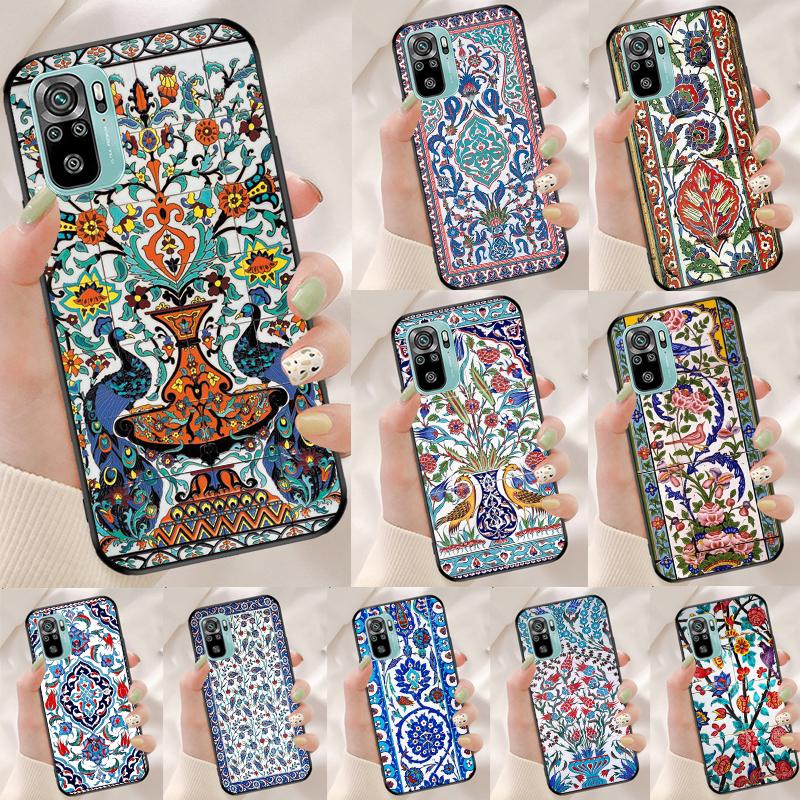 Ancient Floral Tiles Cover For Xiaomi Redmi Note 13 Pro 14 12 11 9 10 9S 10S 11S 12S Redmi 14C 10C 12C 13C Case