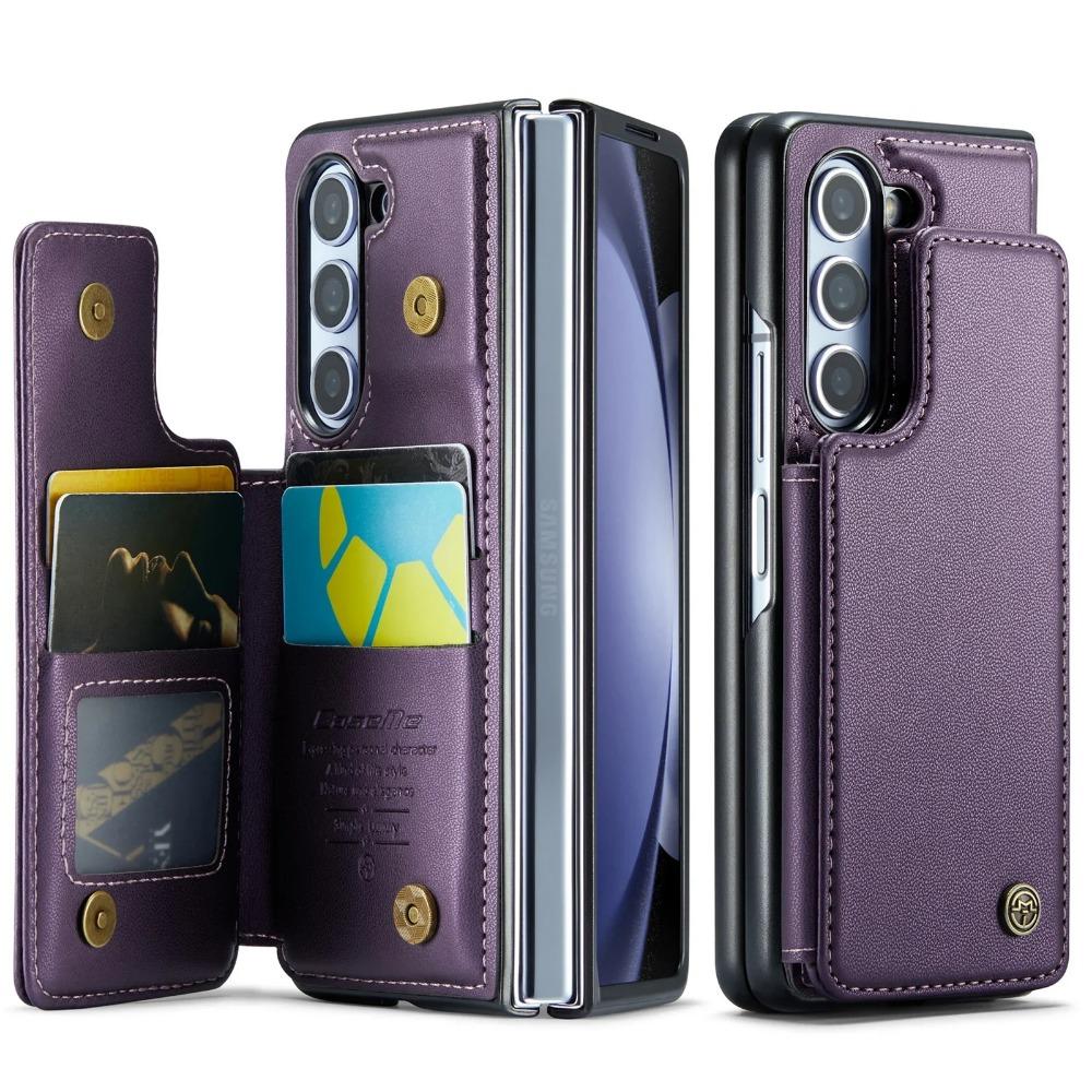 Luksuriøst magnetisk lommebokstativ i skinn til Samsung Galaxy Z Fold 6 5 4 3 Holder Kortlomme Støtsikkert Fullbeskyttelsesdeksel