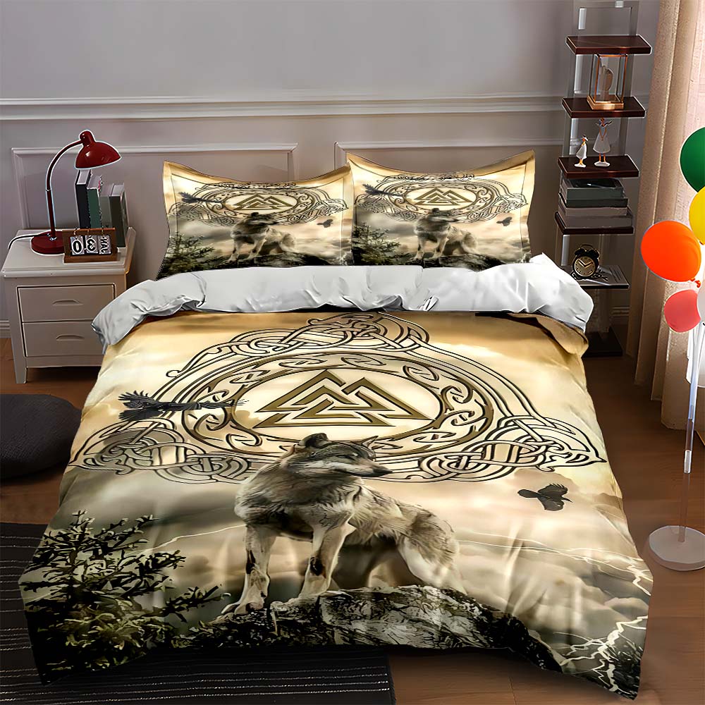 

Wolf Nordic Symbol Bedding Duvet cover sets Duvet covers Pillowcases gifts (1 * Duvet Cover 2 * Pillowcases, without duvet insert) 135x200cm