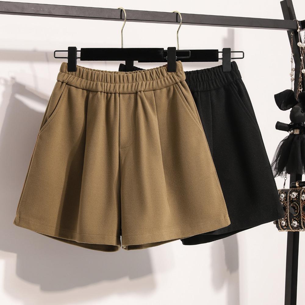 DIMANAF Plus Size 2025 New Winter Women Shorts Pants Thick Loose Casual Short Pants Elastic Waist Fashion Lady