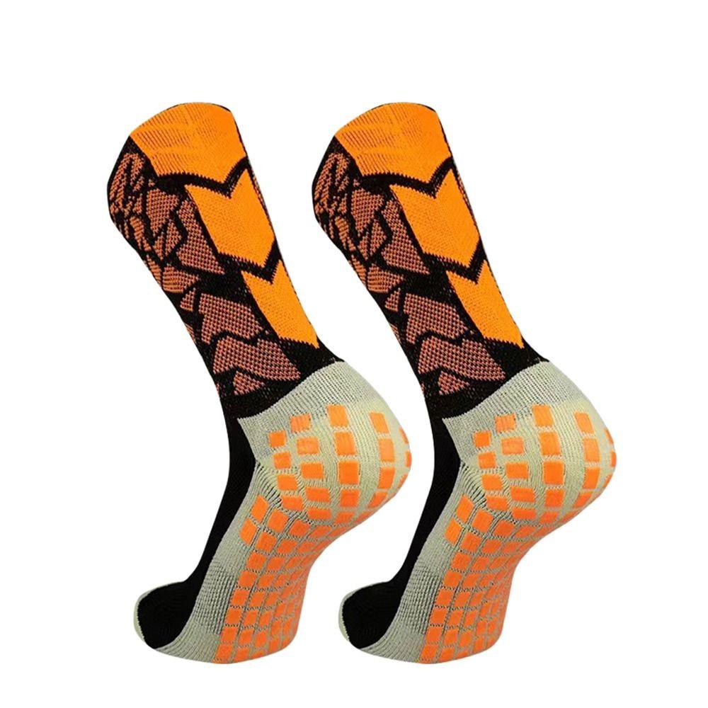 

Breathable Cycling Socks Wear Resistant Calf Socks Outdoor Football Soccer Supplies black orange
