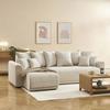 Convertible and Reversible 4-seater Corner Sofa SOLINE Beige Corduroy
