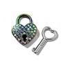 Compact Mini Wooden Jewelry Box with Love Wish Keyed Padlock Heart Shaped Lock for Rings Earrings Travel Girls Gift