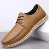 Men's Casual Leather Slip-On Shoes, First Layer Cowhide, Large Size, Youth Style, Summer Edition.