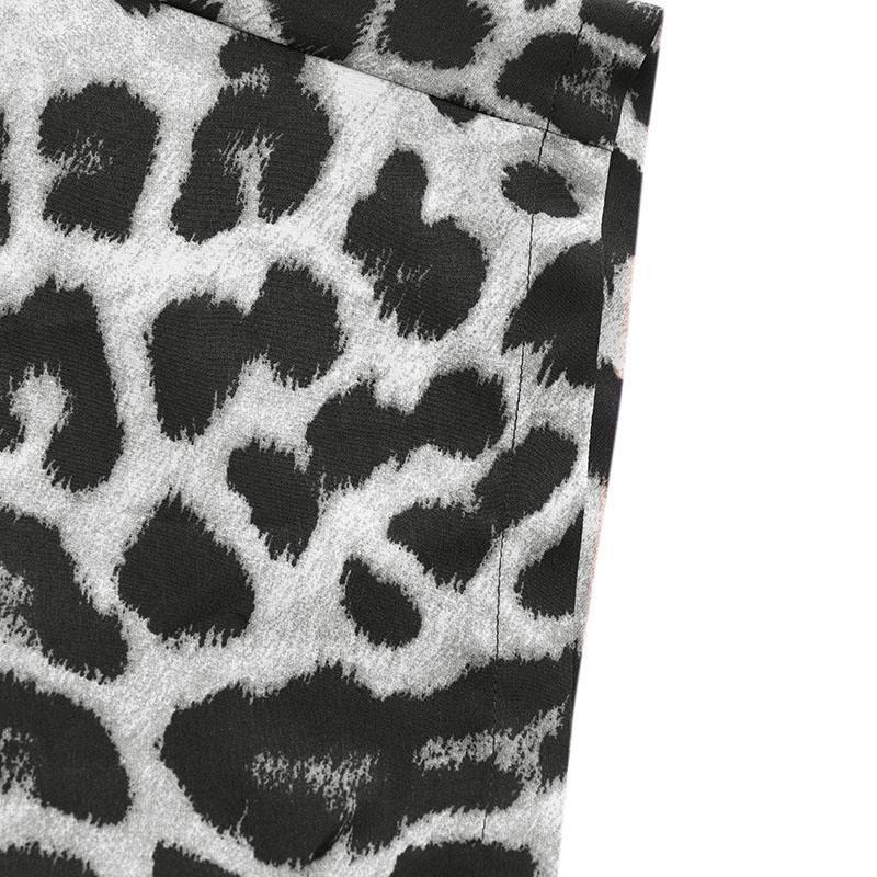 2020 Women's European Retro Leopard Print Short Sleeve Jumpsuit, Loose Plus Size, High Waist, Leg-Slimming Design