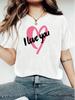 Neck Lightweight  Breathable Spring Summer Wardrobe Valentines Womens Fashionable Print Casual Sleeve Crew Harajuku Tops Tees