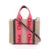 Used WOODY Small 2-Way Bag Tote Bag CHC23AS397 L17 9R5 Canvas Leather Beige Pink Brown Used Women