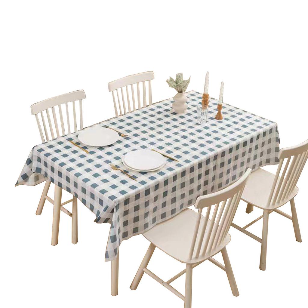 Waterproof And Oil-Proof Tablecloth Solid Color Plaid Rectangular Peva Home Picnic Tablecloth