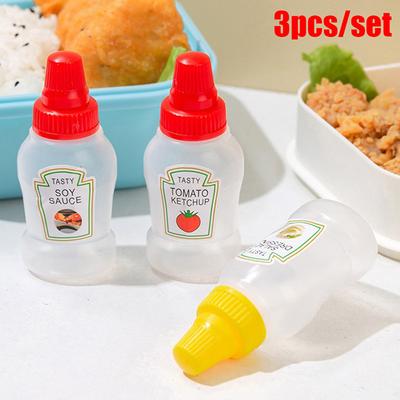 3Pcs Mini Portable Sauce Squeeze Bottle Small Bento Ketchup Bottle Plastic Sub-Bottling Seasoning Bottle Kitchen Accessories