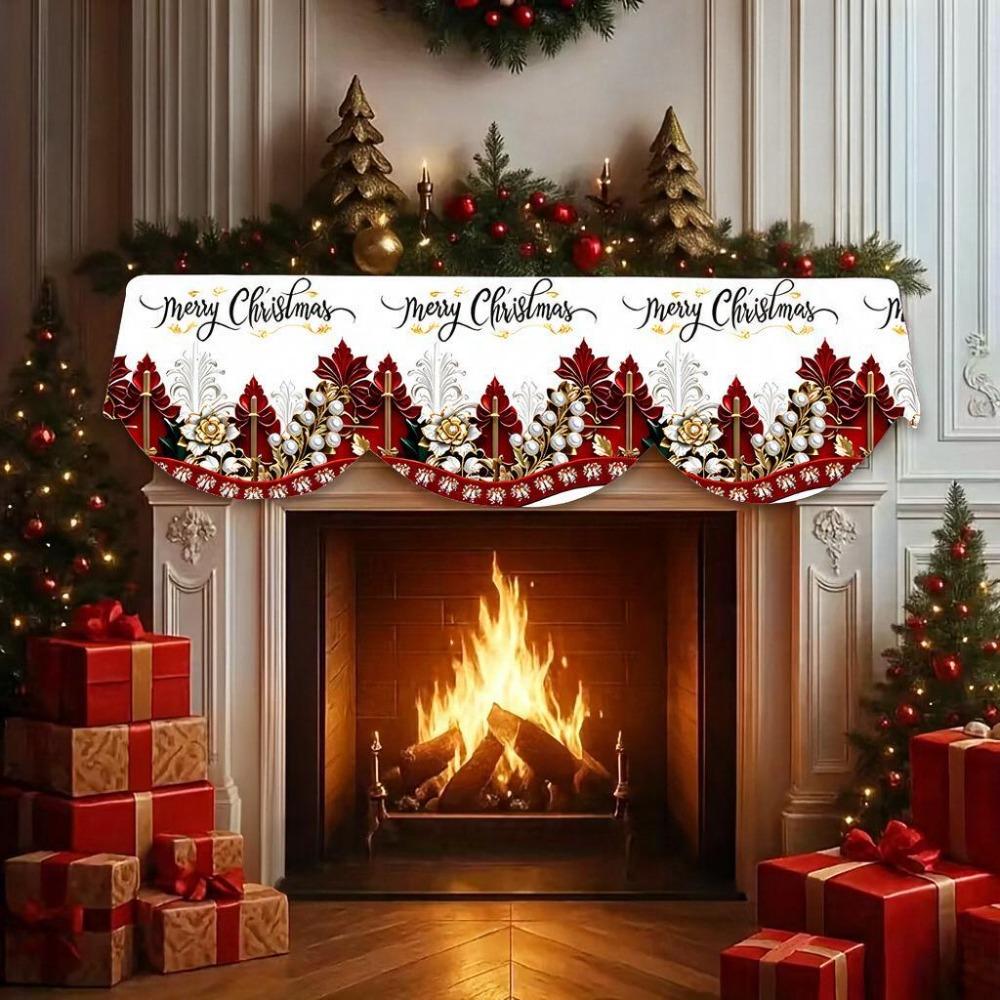 Non-slip Christmas Fireplace Scarf Snowman Santa Claus Pattern Xmas Fireplace Cover New Year