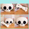 Soft Plush Skull And Crossbones Halloween Throw Pillow For Festive Home Decoration