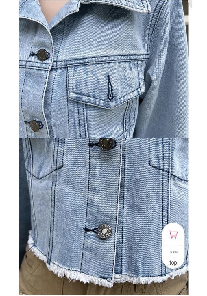 Versatile Women's Soft Frayed Denim Jacket - Retro Style in Three Shades