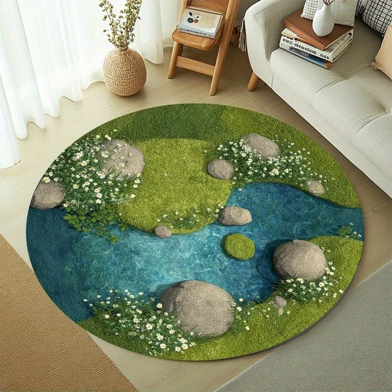 Product: Round Carpet,Velvet Material,Universal Floor Mat for Living Room/Bathroom/Bedroom/Outdoor/Camping/Picnic/Yoga,Minimalist Des