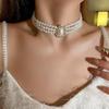 Women's Multi-Layer Pearl & Diamond Oval Necklace: Retro Hepburn Style, Light Luxury, Perfect for Sweaters and Dressy Outfits.