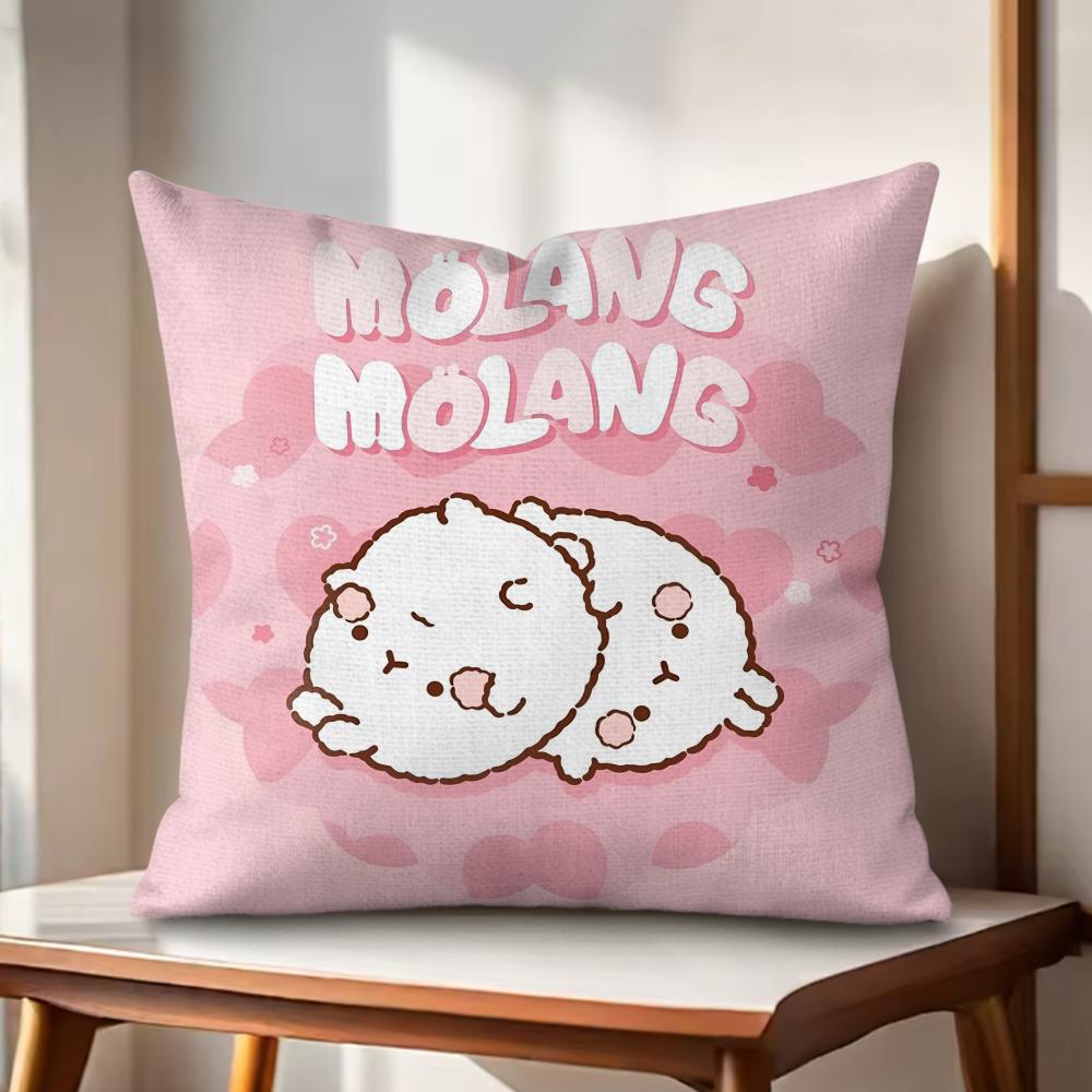 Classic MMolang Cushion Cover Natural Linen Organic Fabric DoubleSided Printing Couch Pillow Covers Home Decor