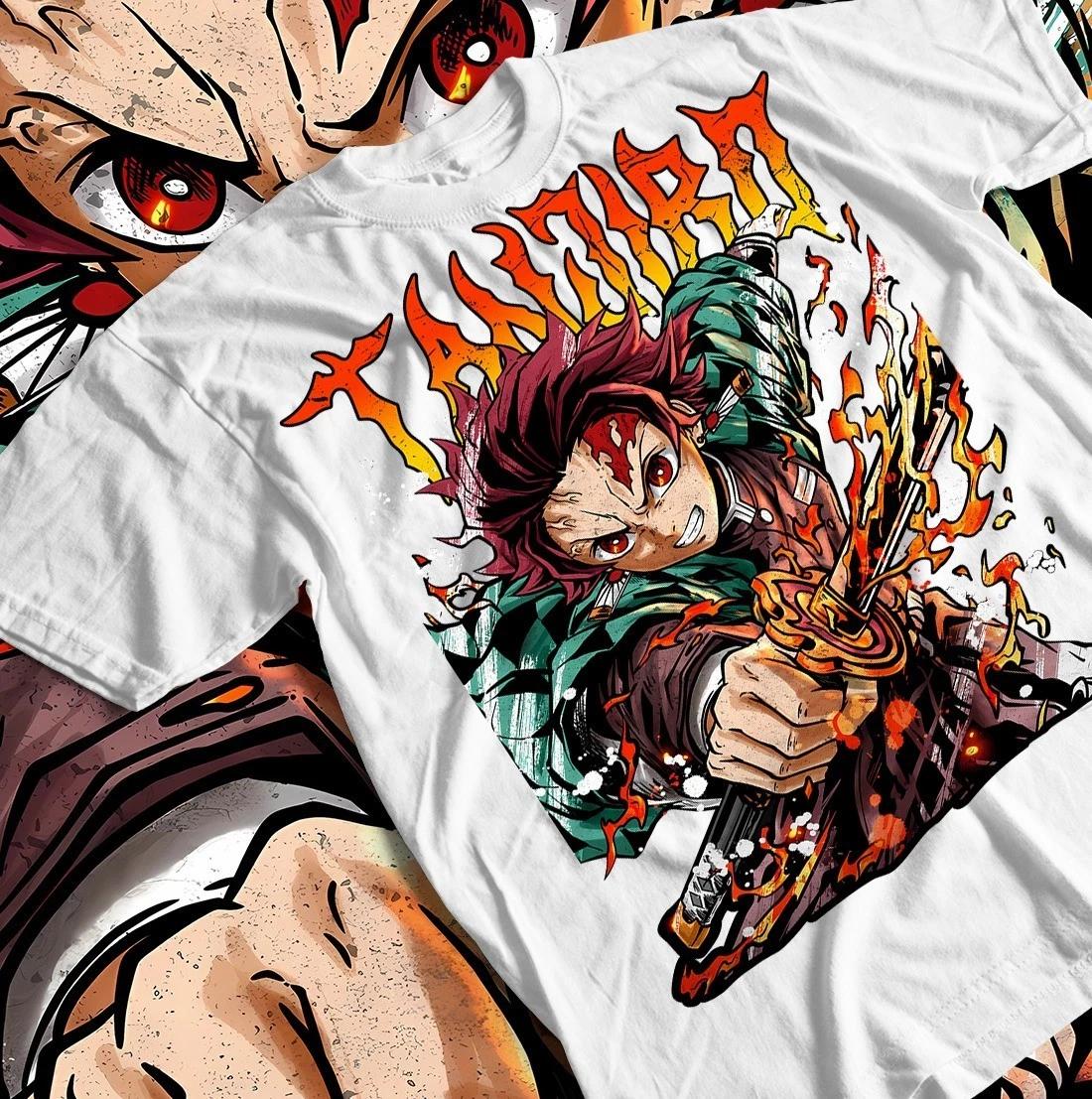 

Tanjiro Demon Slayer T-Shirt, Nezuko Manga Black Tee, Kimetsu no Yaiba Shirt, 2XL