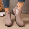 Suede Booties Women's New Short Vintage Block Heel Flat Martin Boots Side Zipper British Style Women's Boots