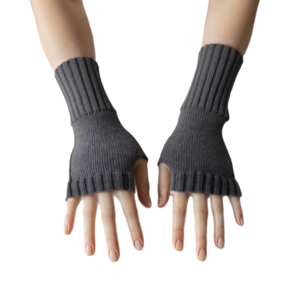 Solid Color Half Finger Mitten Soft Fingerless Gloves New Knitted Gloves  for Work Study