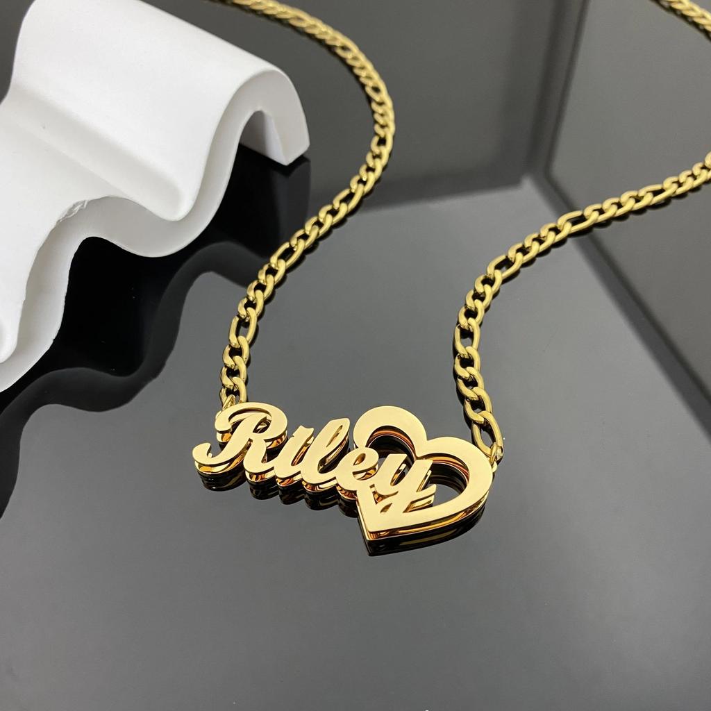 Custom Double Layer Name Necklace Hoop Earrings Set Personalized Nameplate 316L Stainless Steel 18K Gold PVD Waterproof Jewelry