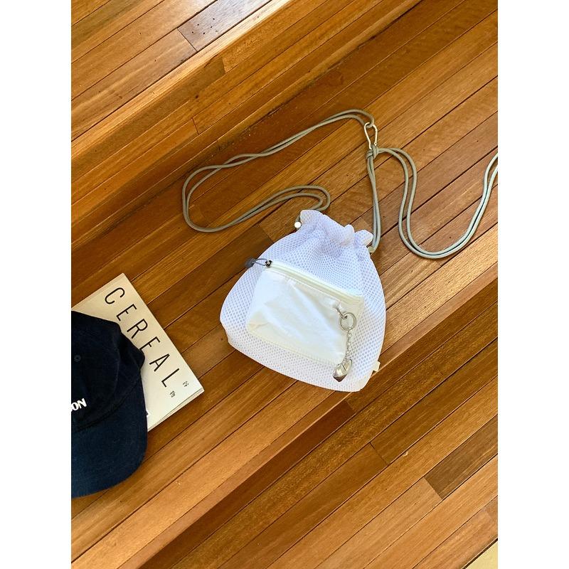 

Маленькая сумка-мессенджер из сетчатой ткани, весенне-летняя, повседневная, креативная, женская, на плечо, на кулиске, плиссированная сумка-ведро бежевый