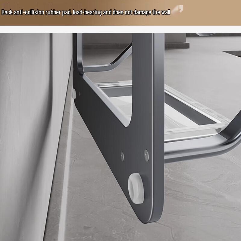 2-Tier Wall-Mounted Carbon Steel Kitchen Storage Rack with Spice & Knife Holder