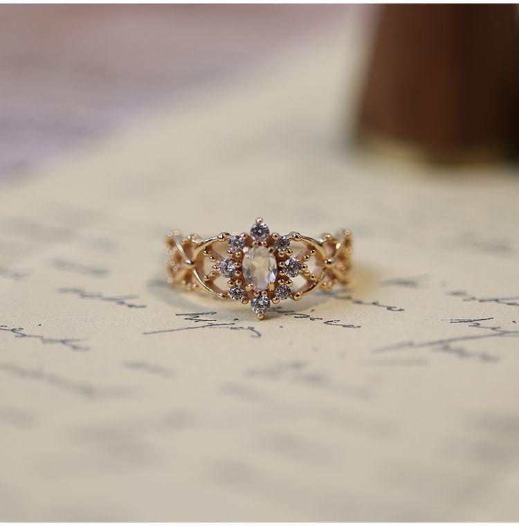 

Кольцо из стерлингового серебра 925 пробы с японским лунным камнем и кружевным дизайном снежного кристалла Size 8