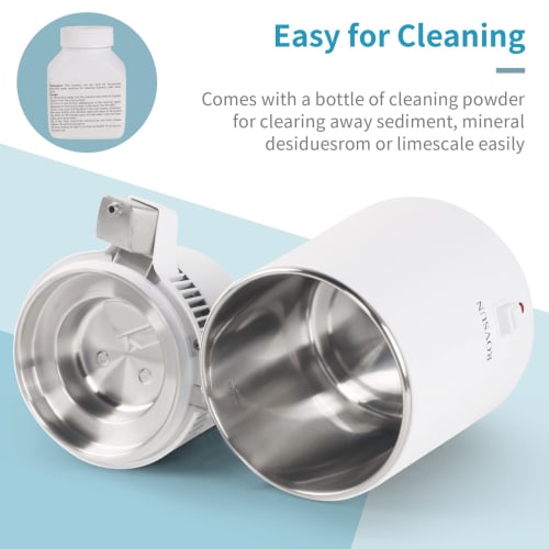 ROVSUN Upgraded 1.1 Gallon/4L Water Distiller with Flame-Retardant, BPA-Free Container & Stainless Steel Interior, Countertop Distiller for Home Use,