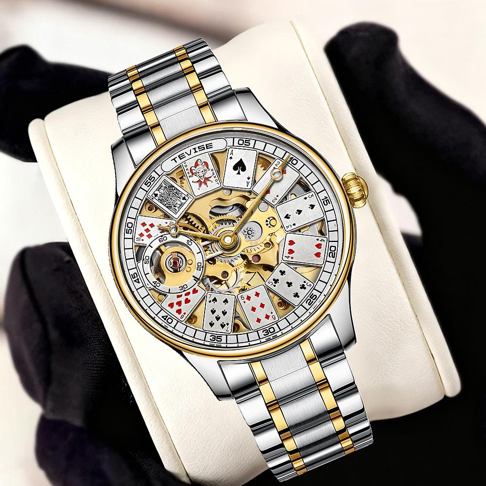Gold Hollowed Out Fashionable Casual Large Dial Automatic Mechanical Watch Men's Watch